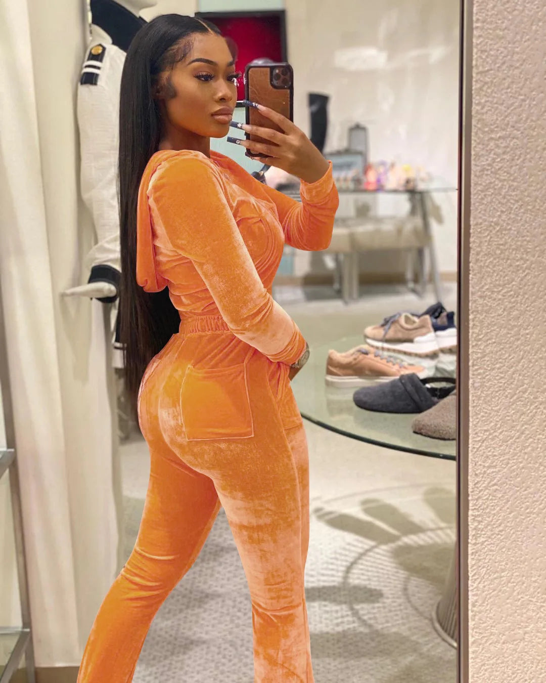 Women Velvet Jogging Suit Fall Casual Velour Hoodie Crop Top Jacket and Wide-Leg Pants Tracksuits Women'S Two Piece Set