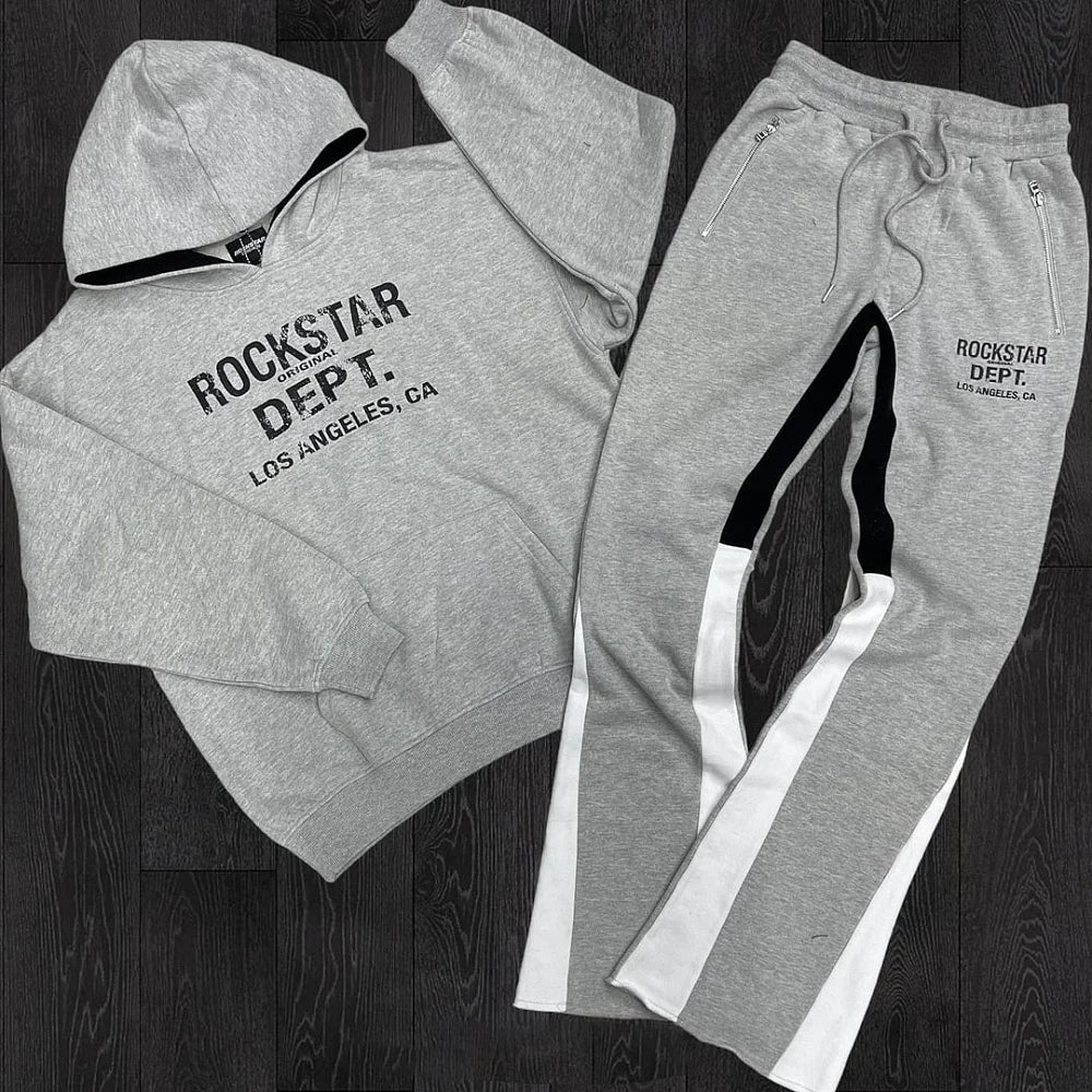 Y2K Autumn/Winter Hoodie Suit Flared Trousers Oversized Men'S Clothing Fashion Trend High Street Pants Casual Sets 2024