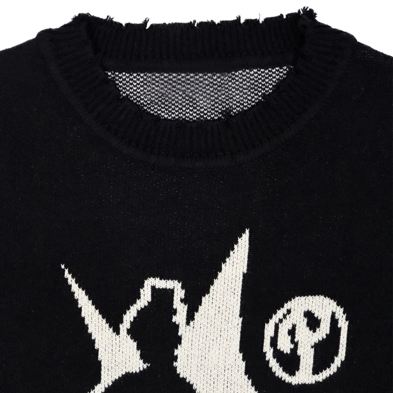 Men'S Winter Sweater Pullovers Knit Long Sleeve Tops Hip Hop Korean Fashion Harajuku Jumper Gorhic Coat Y2K Streetwear Clothing