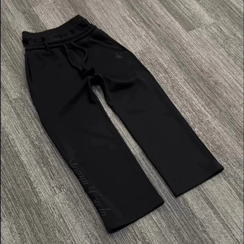 Y2K Men Joggers Gothic Trendy Double Waist Unisex Cotton Sweatpants Hip Hop American Style Retro High Street Casual Track Pants