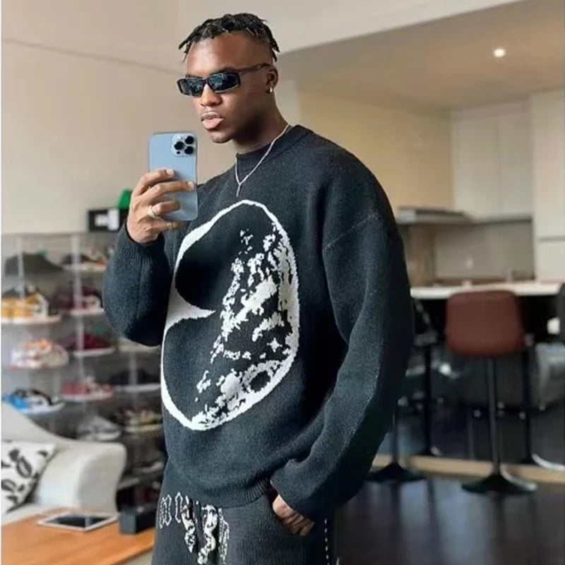Gothic Men'S Pullovers Sweaters Women'S Knitted Streetwear Maiden Oversized Harajuku O Neck Vintage Knitwear Y2K Clothing