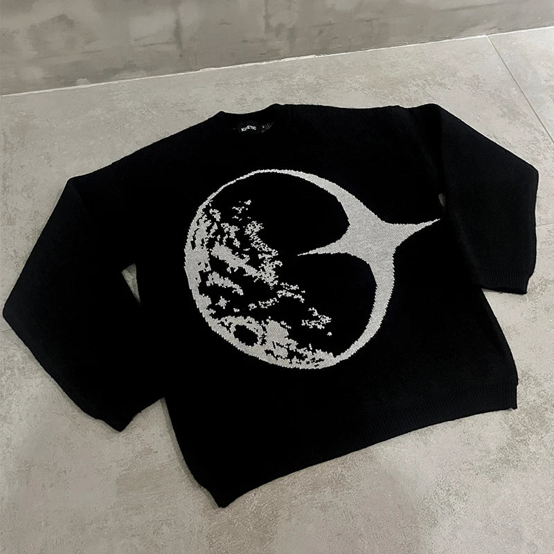 Gothic Men'S Pullovers Sweaters Women'S Knitted Streetwear Maiden Oversized Harajuku O Neck Vintage Knitwear Y2K Clothing