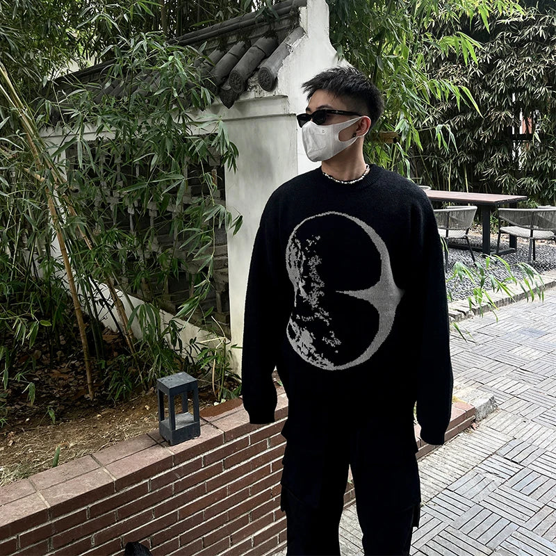 Gothic Men'S Pullovers Sweaters Women'S Knitted Streetwear Maiden Oversized Harajuku O Neck Vintage Knitwear Y2K Clothing