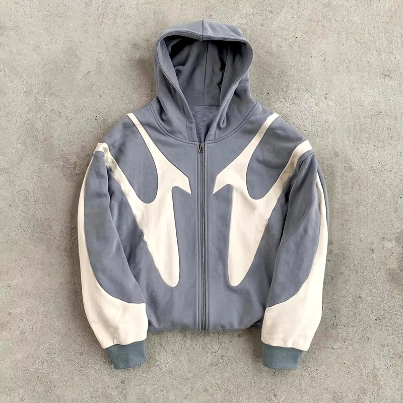 American Retro Letter Printed Devil Pattern Hoodie Y2K Harajuku Casual Couple Zipper Hoodies Sweatshirt Fashion Street Clothing