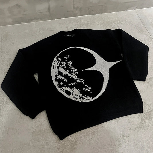 Gothic Men'S Pullovers Sweaters Women'S Knitted Streetwear Maiden Oversized Harajuku O Neck Vintage Knitwear Y2K Clothing