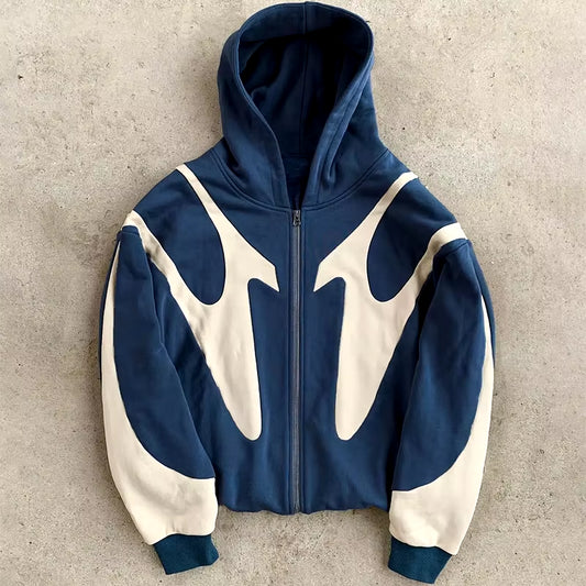 American Retro Letter Printed Devil Pattern Hoodie Y2K Harajuku Casual Couple Zipper Hoodies Sweatshirt Fashion Street Clothing